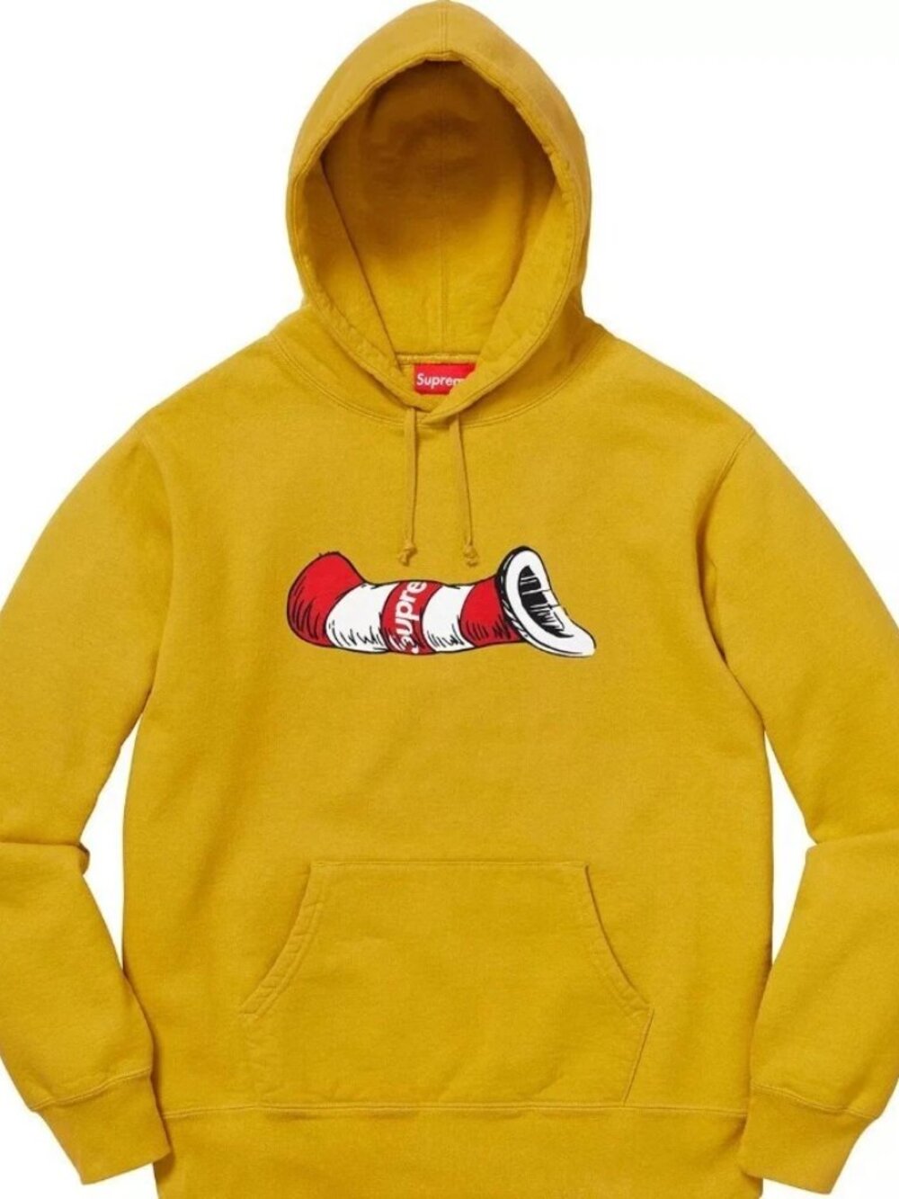 Supreme Cat in the Hat Medium Mustard Hooded Sweatshirt FW18 Hoodie New DS